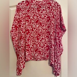 Diane Von Frustenberg DVF Hanky Handkerchief Red Flowy Blouse Size S